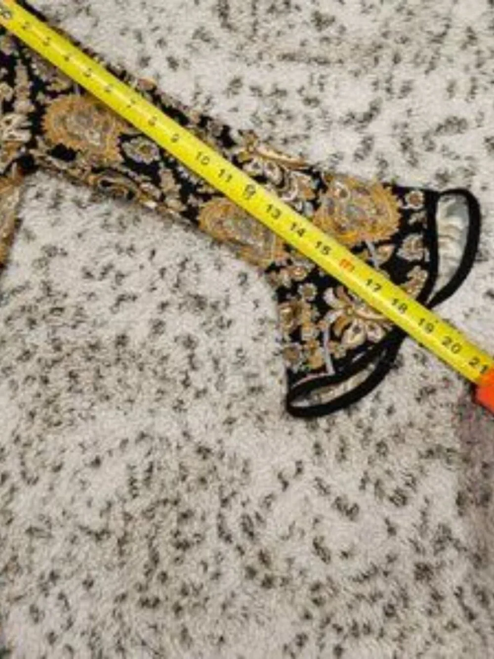 Michael Kors SZ M Black & Marigold Paisley Dress Flounce Hem Bell 3/4 Sleeves - Picture 8 of 9